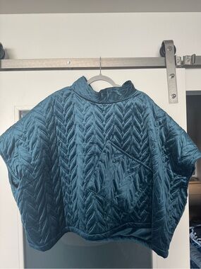 Cost Plus World Market Teal Quilted Velvet Poncho